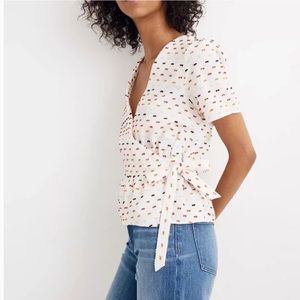 Madewell Ruffle-Hem Wrap Top textural Clipdot